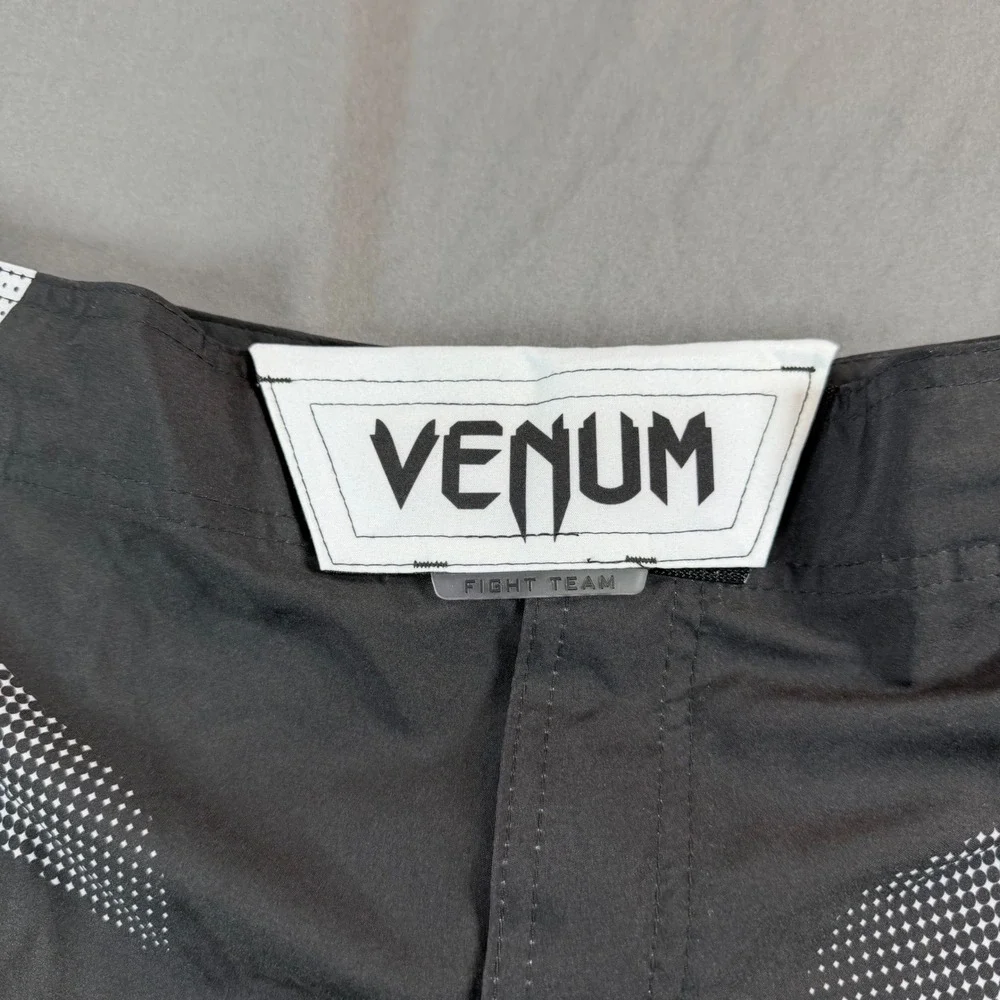 Venum Fight Team MMA Shorts Mens XL Black White Combat Training Trunks